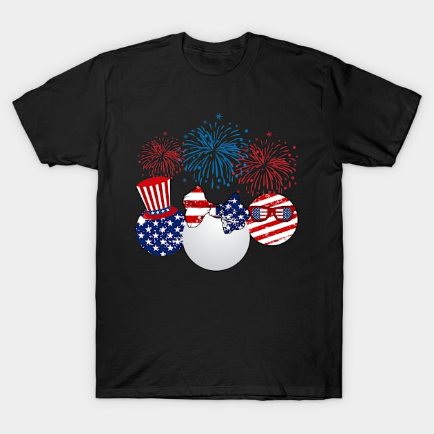 Ping Pong American Flag Fireworks T-Shirt by Flavie Kertzmann